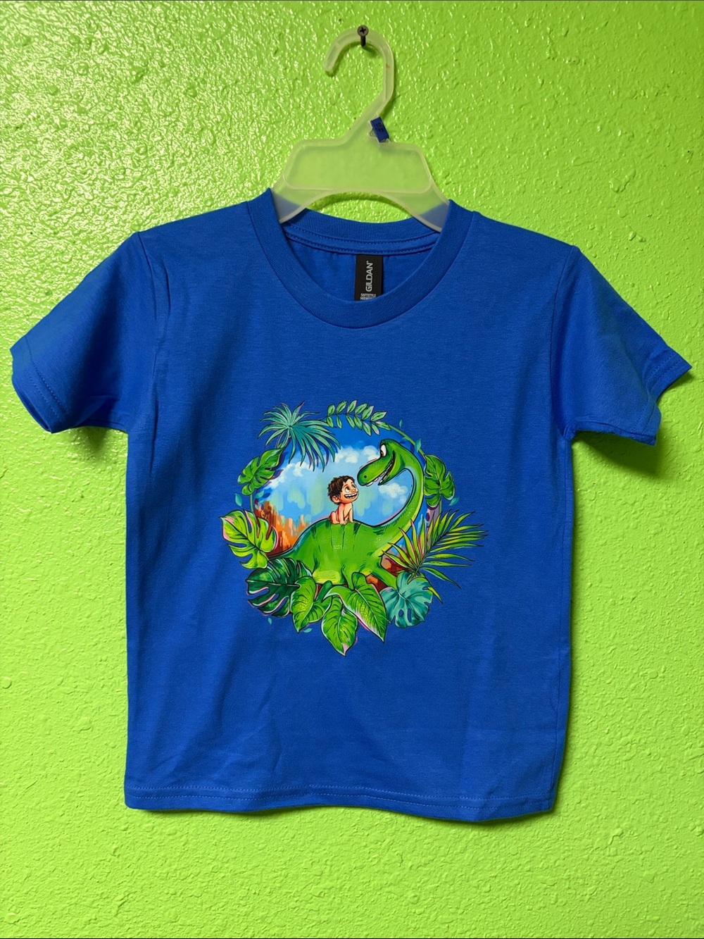 Gildan Bright Blue Kids Dino Graphic Tee